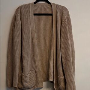 Open-Front Knit Cardigan - Beige